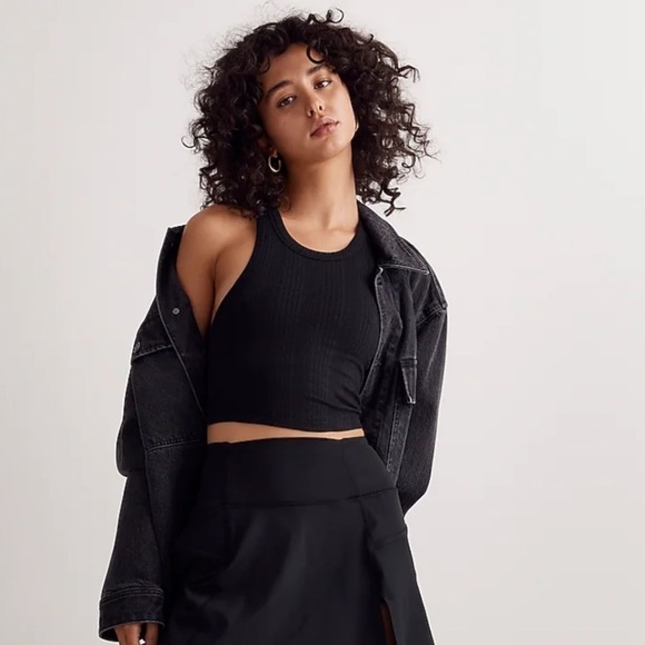 Madewell variegated rib crop tank true black - Picture 1 of 5